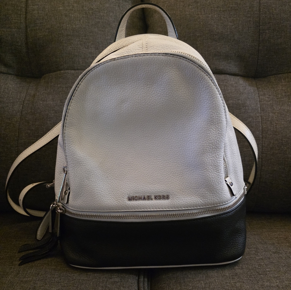 Michael Kors White and‎ Black Backpack